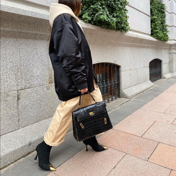 🔥last pair🔥NWT Zara Tweed Boots with Gold Detail - Picture 4 of 9